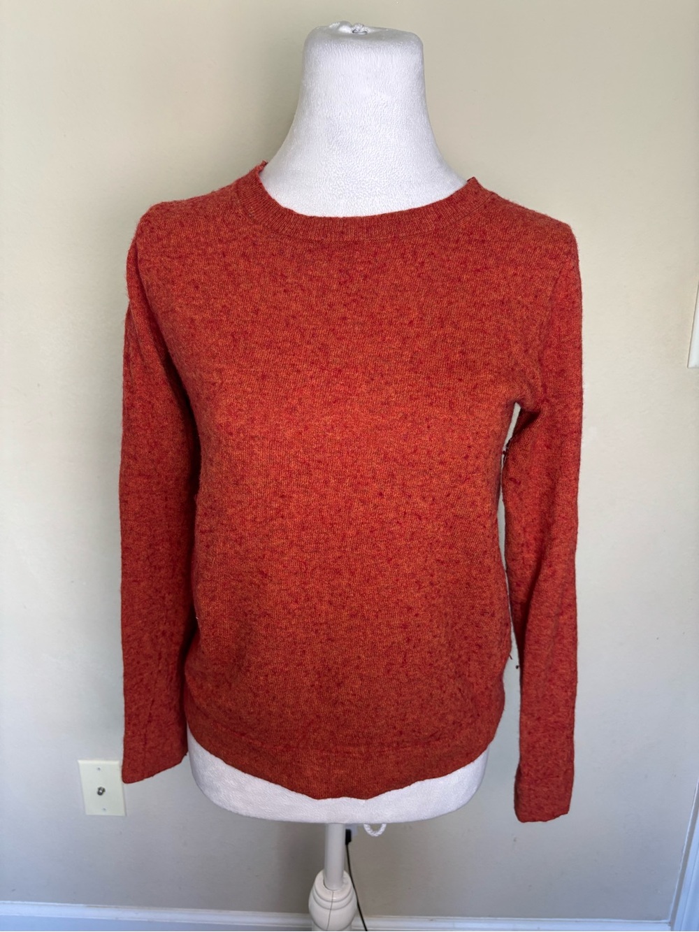 J.Crew Women’s Teddie Orange Rust Cotton-Wool Blend Crewneck Sweater Size Small